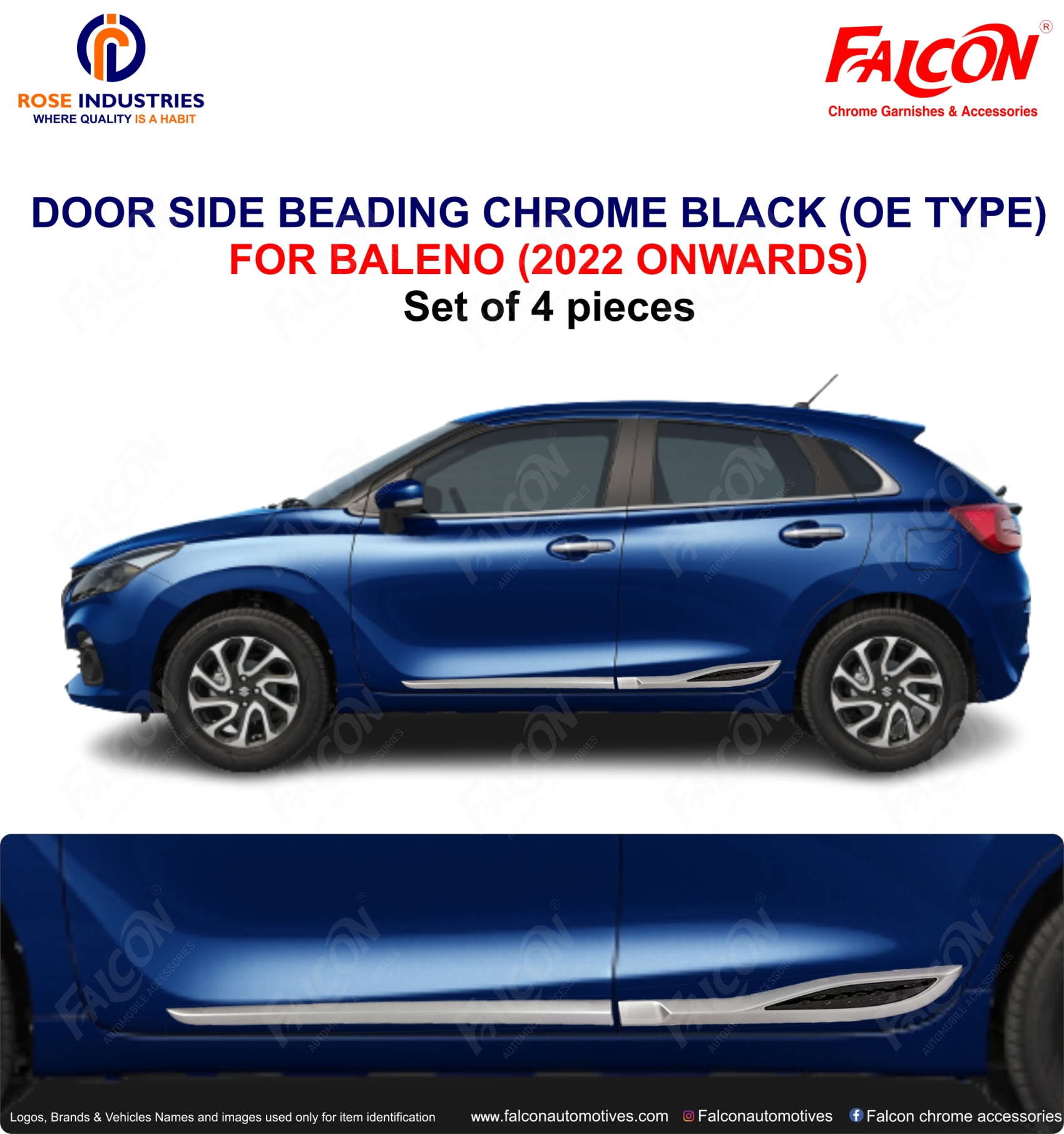 BALENO 2022 BLACK CHROME SIDE BEADING