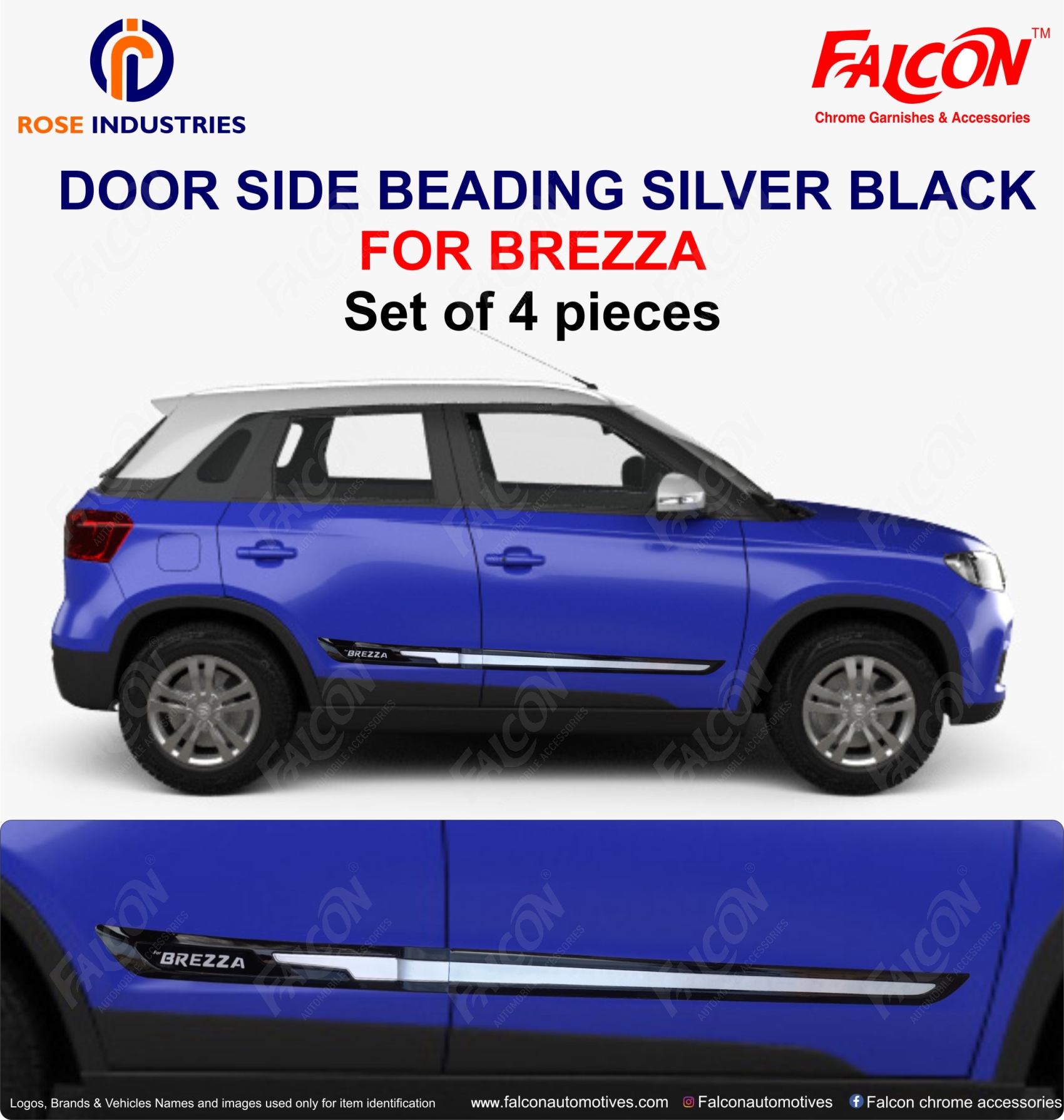BREZZA SILVER BLACK SIDE BEADING