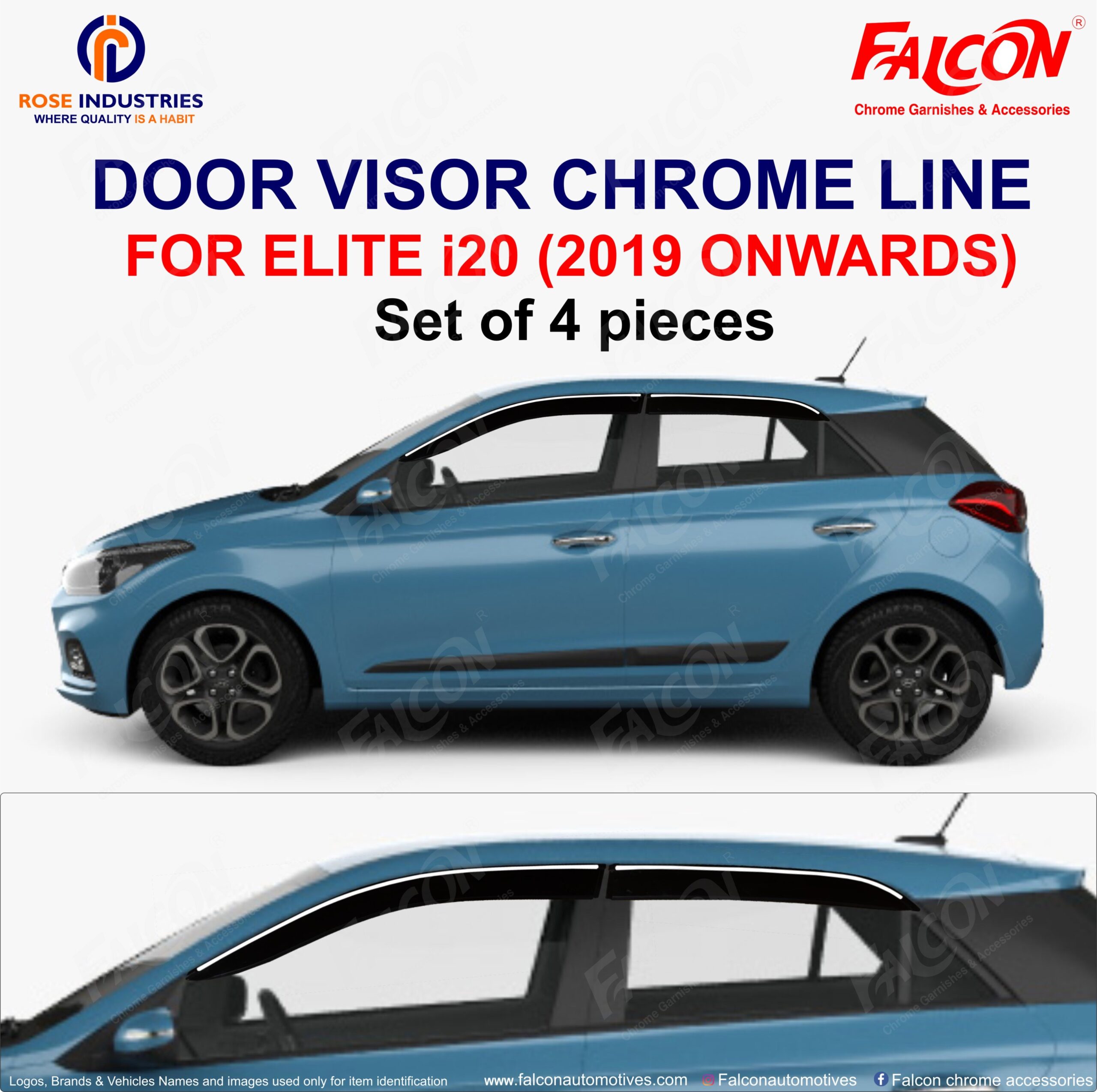 ELITE I-20 CHROME LINE DOOR VISOR RCL28