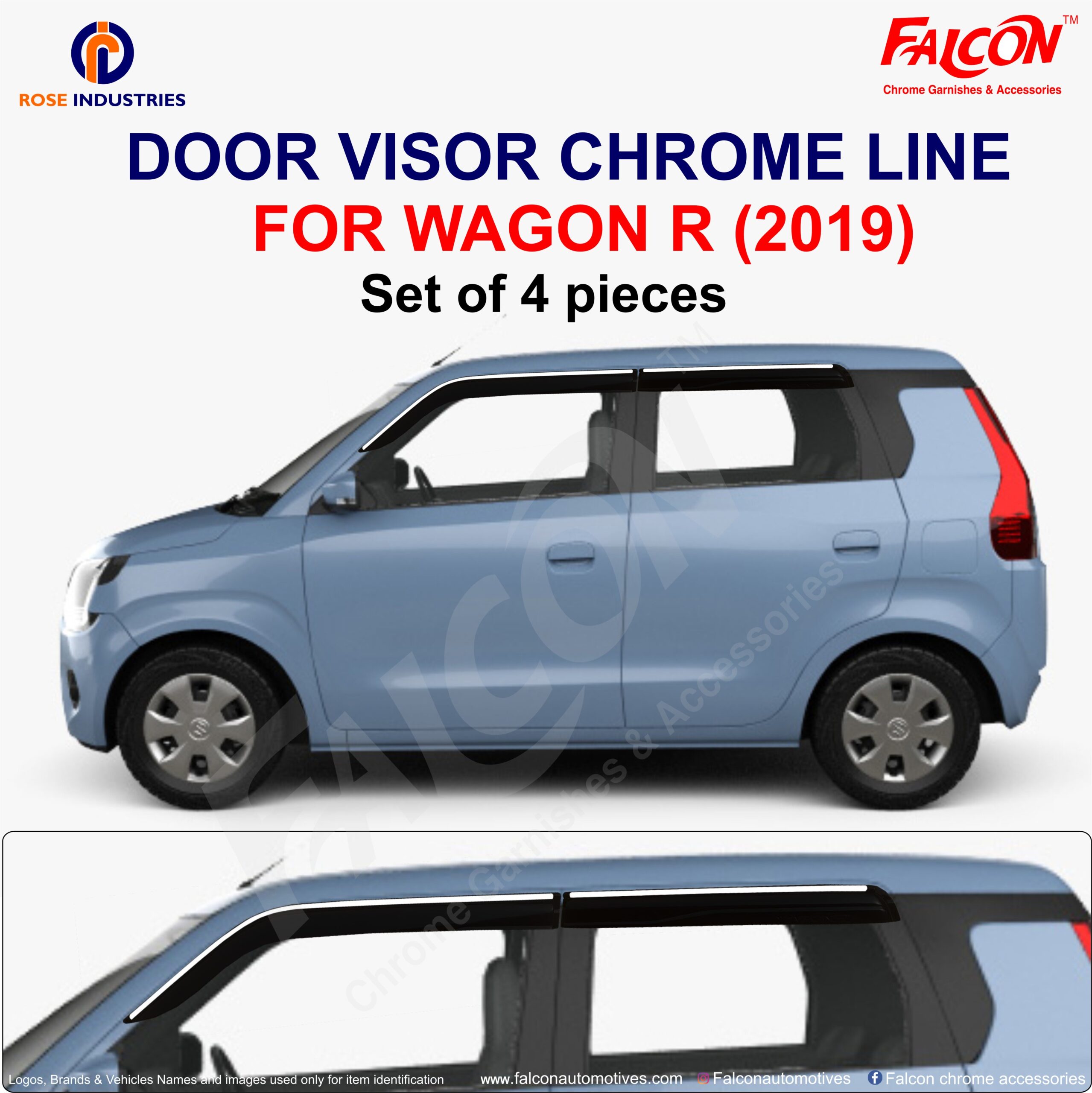 WAGON-R T-5 CHROME LINE DOOR VISOR RCL36