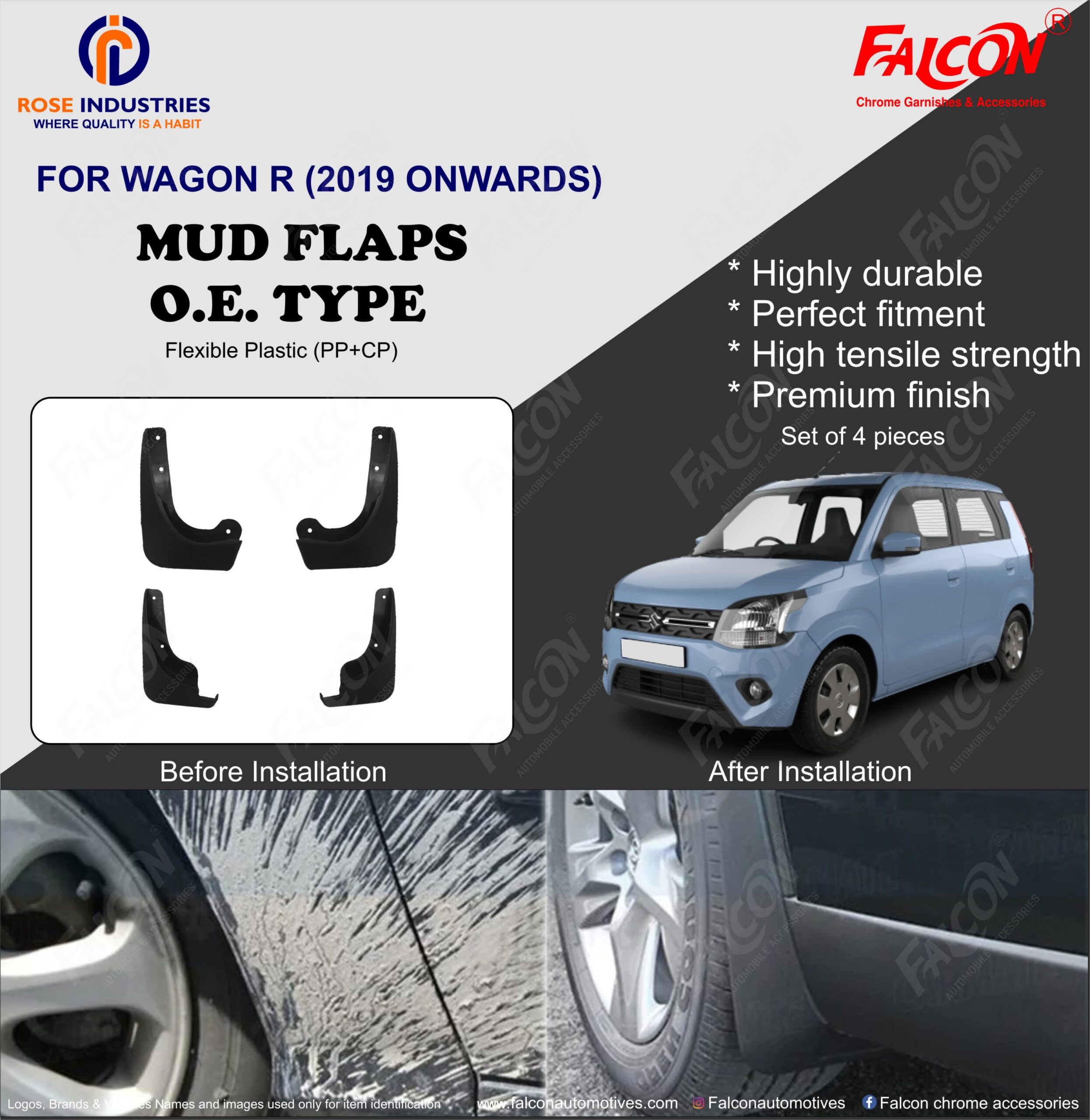WAGON R 2019 MUD FLAPS RMF21